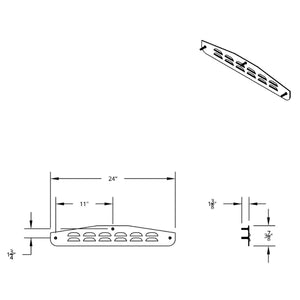 United Pacific - 4" X 24" Louvered Bottom Mud Flap Plate - Welded Stud (Individual or Pair)