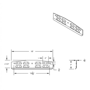 United Pacific - 3" X 18" Chrome Louvered Bottom Mud Flap Plate - Bolt Thru