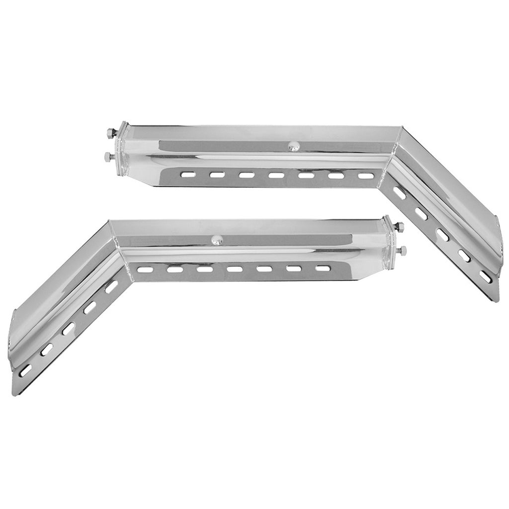 United Pacific - 30" Chrome 45-Degree Angled Heavy Duty Mud Flap Hangers - 2" Bolt Pattern (Pair)