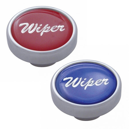 United Pacific - "Wiper" Dash Knob w Glossy Sticker Label (Blue or Red) - Berube's Truck Accessories