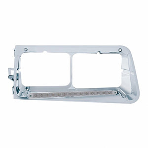14 LED Headlight Bezel For 1989-2009 Freightliner FLD - Amber LED/Clear (Driver or Passenger Side)