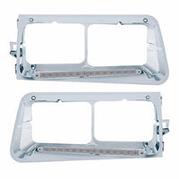 14 LED Headlight Bezel For 1989-2009 Freightliner FLD - Amber LED/Clear (Driver or Passenger Side)