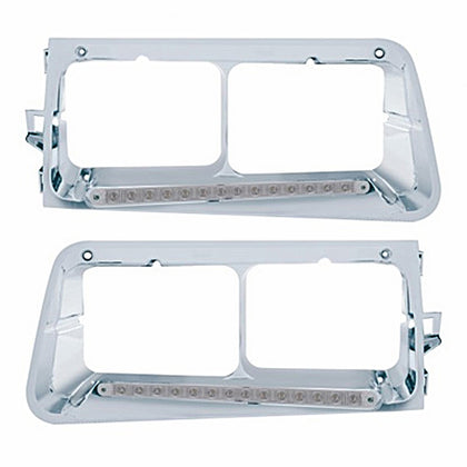 14 LED Headlight Bezel For 1989-2009 Freightliner FLD - Amber LED/Clear (Driver or Passenger Side)