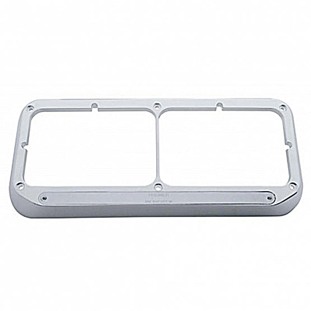 United Pacific - 14 LED Chrome Rectangular Dual Headlight Bezel - Amber LED/Chrome Lens