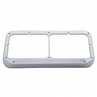 United Pacific - 14 LED Chrome Rectangular Dual Headlight Bezel - Amber LED/Chrome Lens