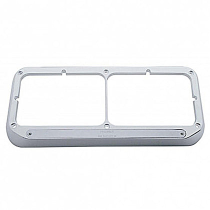 United Pacific - 14 LED Chrome Rectangular Dual Headlight Bezel - Amber LED/Chrome Lens