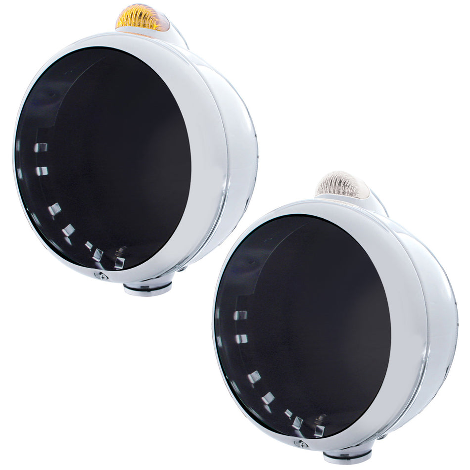Stainless Steel Guide 682-C Headlight No Bulb With Dual Mode LED Signal (Amber or Clear Lensr)