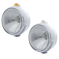 Stainless Steel Guide 682-C Headlight H4 & Dual Mode LED Signal (Amber or Clear Lens)