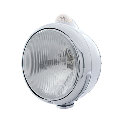 United Pacific - Stainless Steel Guide 682-C Headlight H4 & Dual Mode LED Signal - Clear Lens