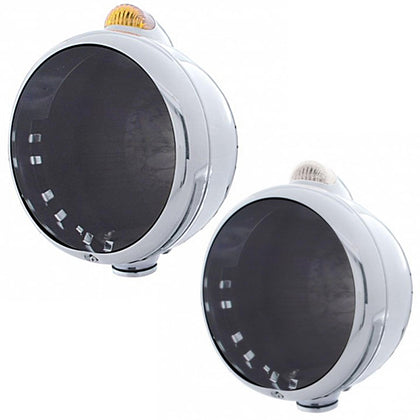 Chrome Guide 682-C Headlight No Bulb With Dual Mode LED Signal (Amber or Clear Lens)