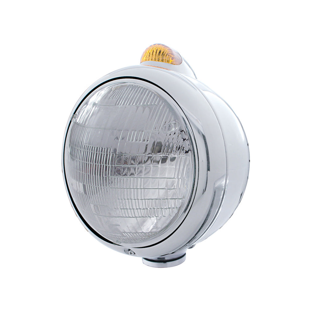 United Pacific - Chrome Guide 682-C Headlight 6014 & Dual Mode LED Signal (Amber or Clear Lens)