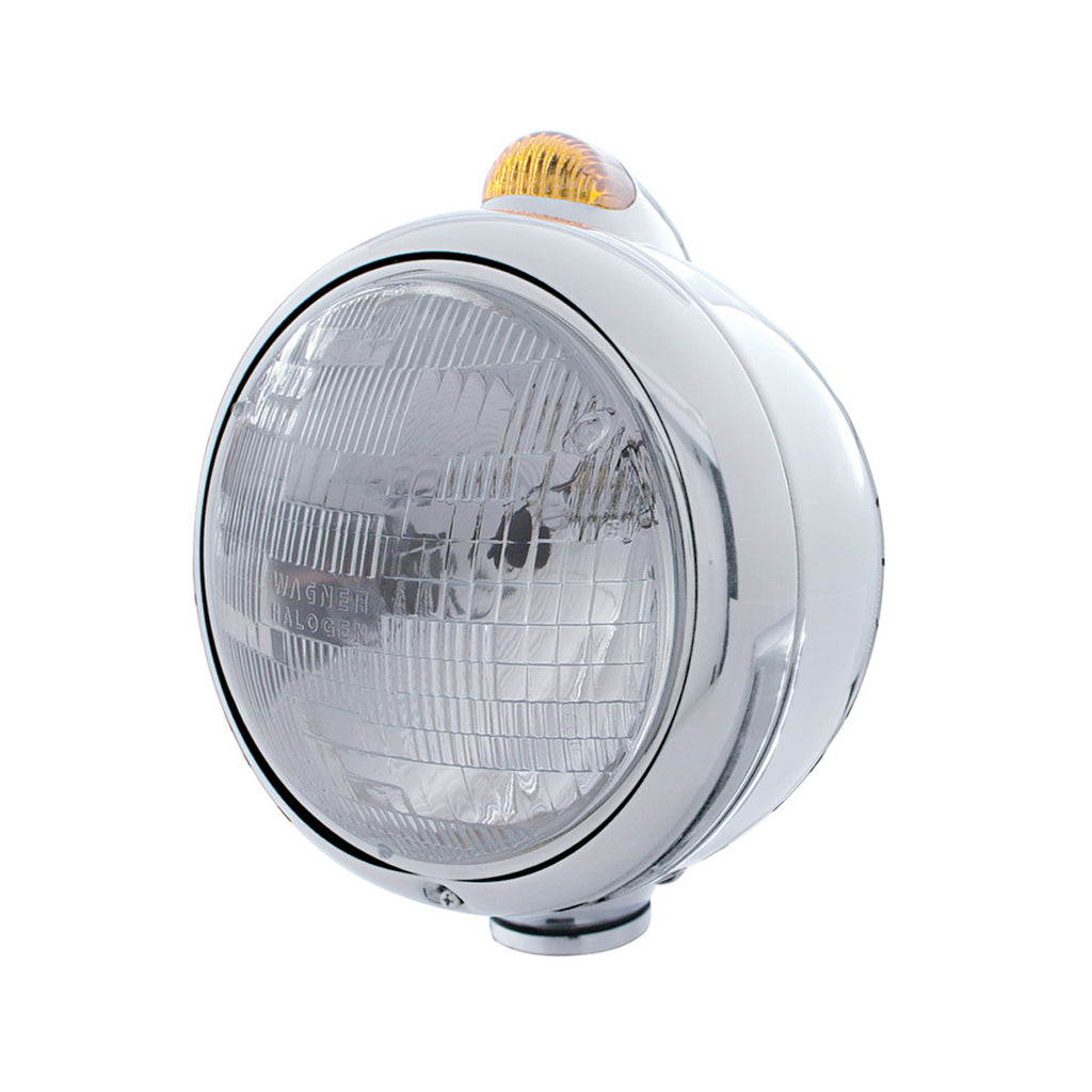 Chrome Guide 682-C Headlight H6024 & Dual Mode LED Signal - Amber LEDs (Amber or Clear Lens)
