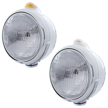 Chrome Guide 682-C Headlight H6024 & Dual Mode LED Signal - Amber LEDs (Amber or Clear Lens)