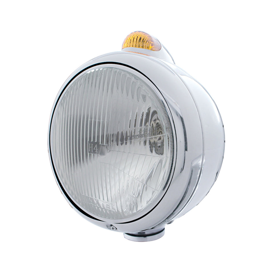 Chrome Guide 682-C Headlight H4 & Dual Mode LED Signal - Amber LED (Amber or Clear Lens)