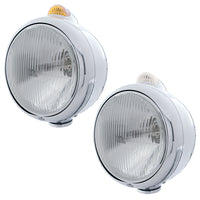 Chrome Guide 682-C Headlight H4 & Dual Mode LED Signal - Amber LED (Amber or Clear Lens)