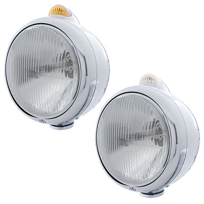 Chrome Guide 682-C Headlight H4 & Dual Mode LED Signal - Amber LED (Amber or Clear Lens)