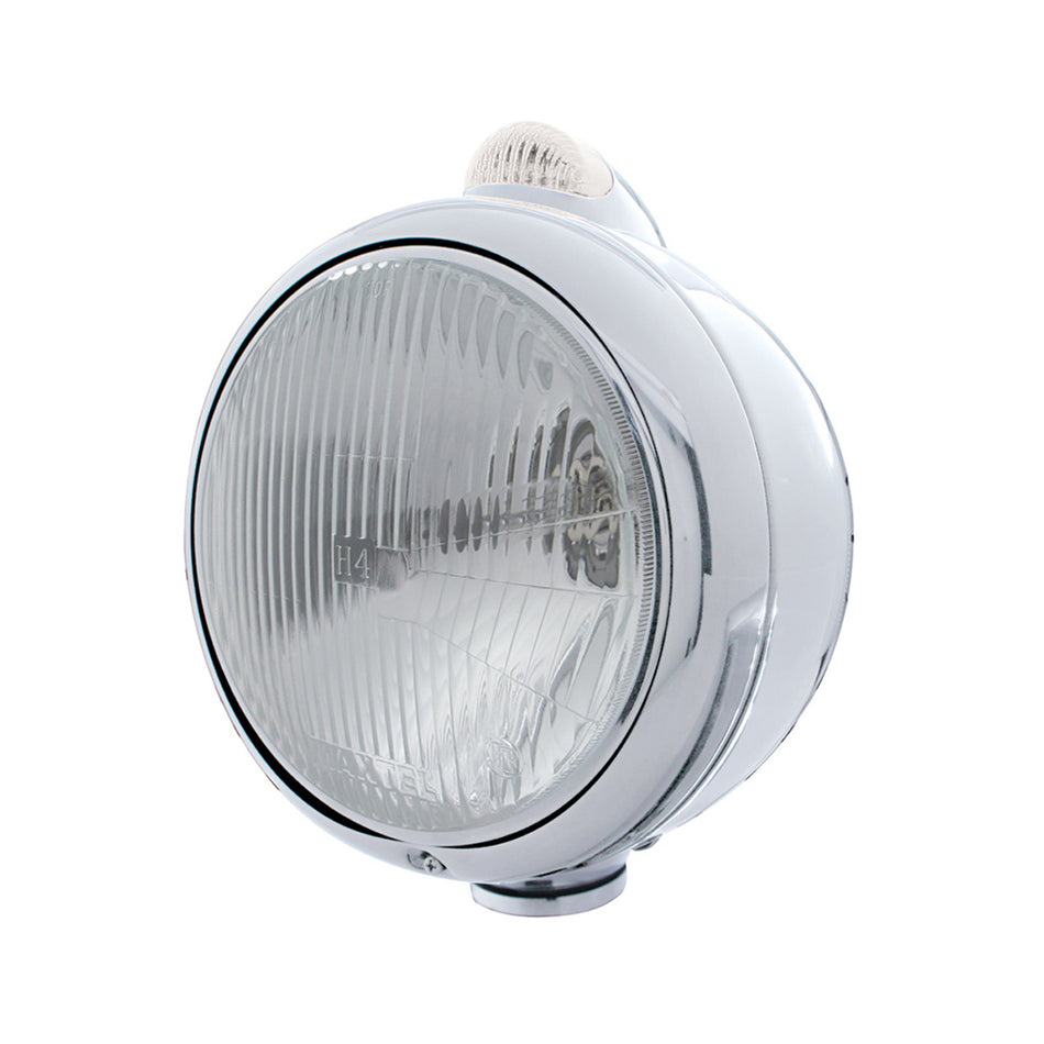 Chrome Guide 682-C Headlight H4 & Dual Mode LED Signal - Amber LED (Amber or Clear Lens)