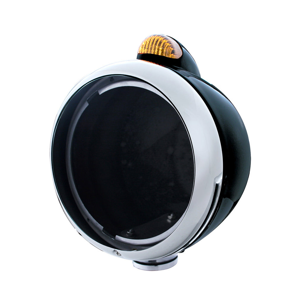 Black Guide 682-C Headlight No Bulb With Dual Mode LED Signal - Amber LEDs (Amber or Clear Lens)