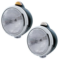 Black Guide 682-C Headlight H6024 & Dual Mode LED Signal - Amber LEDs (Amber or Clear Lens)