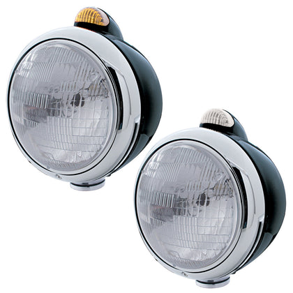 Black Guide 682-C Headlight H6024 & Dual Mode LED Signal - Amber LEDs (Amber or Clear Lens)