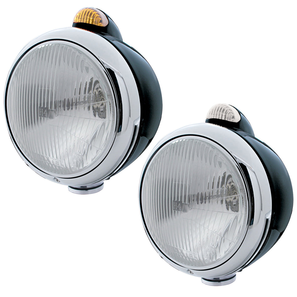 Black Guide 682-C Headlight H4 & Dual Mode LED Signal - Amber LEDs (Amber or Clear Lens)