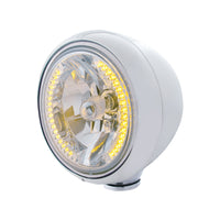 United Pacific - Stainless Steel Guide 682-C Style Headlight H4 Bulb With 34 Amber LED