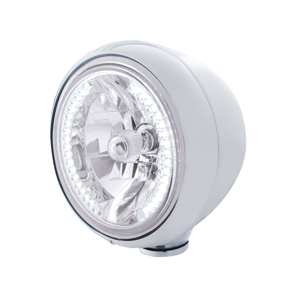 United Pacific - Chrome Guide 682-C Style Headlight H4 Bulb With 34 White LED