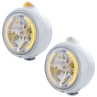 Stainless Steel Guide 682-C Headlight H4 With Amber LED & Dual Mode LED Signal (Amber or Clear Lens)