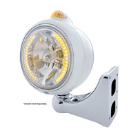 Stainless Steel Guide 682-C Headlight H4 With Amber LED & Dual Mode LED Signal (Amber or Clear Lens)
