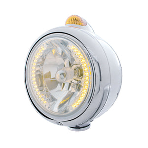 Chrome Guide 682-C Headlight H4 With Amber LED & Dual Mode LED Signal - Amber LEDs (Amber or Clear Lens)
