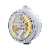 Chrome Guide 682-C Headlight H4 With Amber LED & Dual Mode LED Signal - Amber LEDs (Amber or Clear Lens)