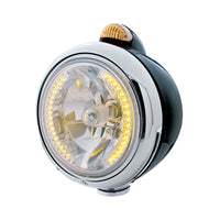 Black Guide 682-C Headlight H4 With Amber LED & Dual Mode LED Signal - Amber LEDs (Amber or Clear Lens)