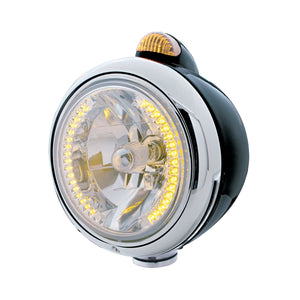 Black Guide 682-C Headlight H4 With Amber LED & Dual Mode LED Signal - Amber LEDs (Amber or Clear Lens)