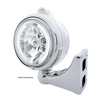 Stainless Steel Guide 682-C Headlight H4 With White LED & Dual Mode LED Signal - White LEDs (Amber or Clear Lens)