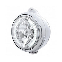 Stainless Steel Guide 682-C Headlight H4 With 34 Amber or White LEDs & LED Signal (Clear Lens)