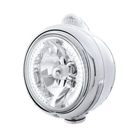 Chrome Guide 682-C Headlight H4 With White LED & Dual Mode LED Signal - White LED (Amber or Clear Lens)