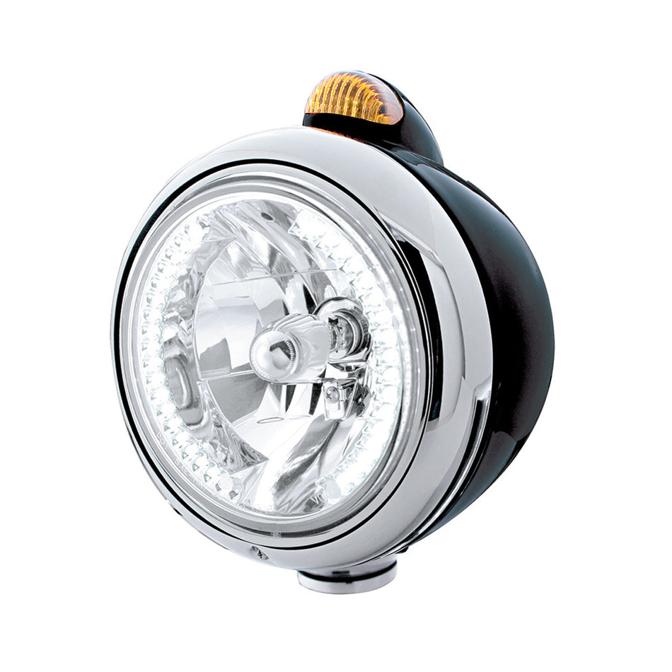 Black Guide 682-C Headlight H4 With White LED & Dual Mode LED Signal - White LEDs (Amber or Clear Lens)