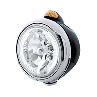 Black Guide 682-C Headlight H4 With White LED & Dual Mode LED Signal - White LEDs (Amber or Clear Lens)