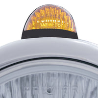 Black Guide 682-C Headlight H4 With White LED & Dual Mode LED Signal - White LEDs (Amber or Clear Lens)