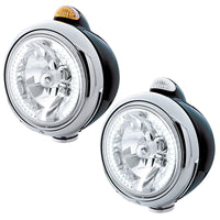 Black Guide 682-C Headlight H4 With White LED & Dual Mode LED Signal - White LEDs (Amber or Clear Lens)