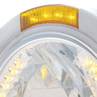 Stainless Steel Bullet Half Moon Headlight H4 With Amber LED & Dual Mode LED Signal (Amber or Clear Lens)