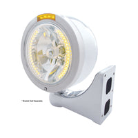 Stainless Steel Bullet Half Moon Headlight H4 With Amber LED & Dual Mode LED Signal (Amber or Clear Lens)