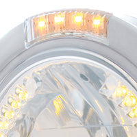 Stainless Steel Bullet Half Moon Headlight H4 With Amber LEDs & Signal (Amber or Clear Lens)