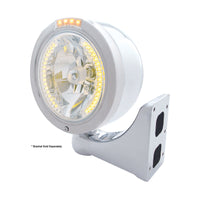 Stainless Steel Bullet Half Moon Headlight H4 With Amber LEDs & Signal (Amber or Clear Lens)