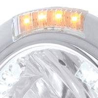 Stainless Steel Bullet Half Moon Headlight H4 With White LED & Dual Mode LED Signal (Amber or Clear Lens)