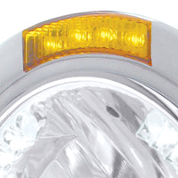 United Pacific - Stainless Steel Bullet Half Moon Headlight H4 With White LED & Signal (Amber or Clear Lens)
