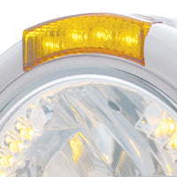 United Pacific - Stainless Steel Classic Half Moon Headlight H4 w Amber LEDs & Signal (Amber or Clear Lens)