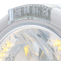 United Pacific - Stainless Steel Classic Half Moon Headlight H4 w Amber LEDs & Signal (Amber or Clear Lens)