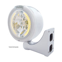 United Pacific - Stainless Steel Classic Half Moon Headlight H4 w Amber LEDs & Signal (Amber or Clear Lens)