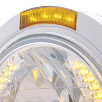 Stainless Steel Bullet Classic Headlight H4 With Amber LED & Dual Mode LED Signal (Amber or Clear Lens)